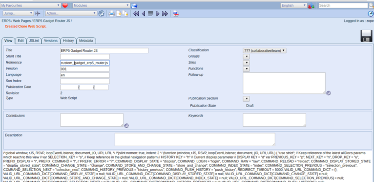 Wendelin-ERP5 - Web Page Module Clone & Publish