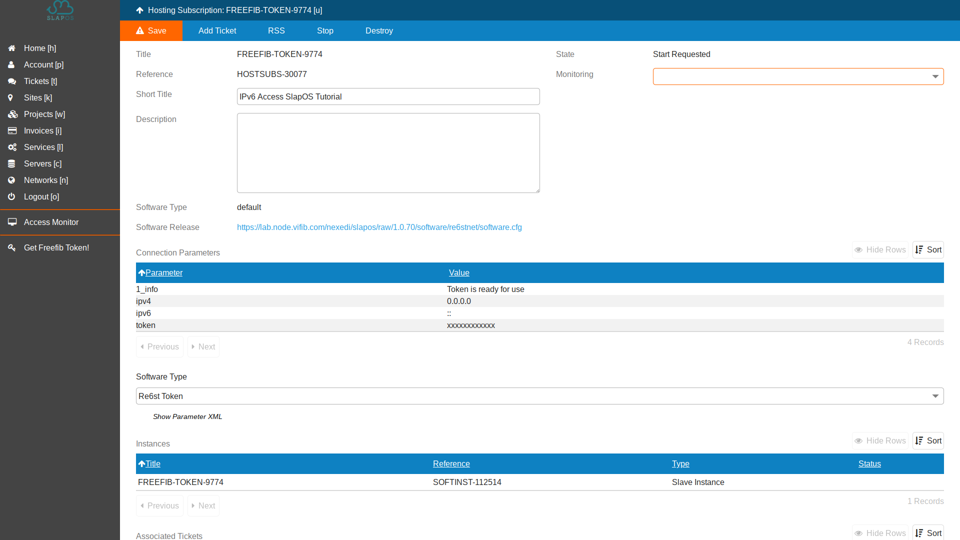 Vifib Interface - Token Resource Allocation