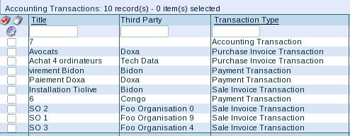 Accounting list Screenshot