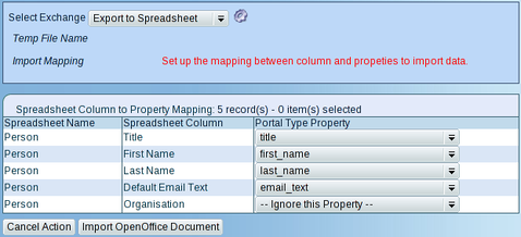 Import Persons/Organisations mapping Dialog Box Screenshot