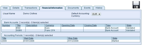 Financial Information of the organisation, TioLive screenshot