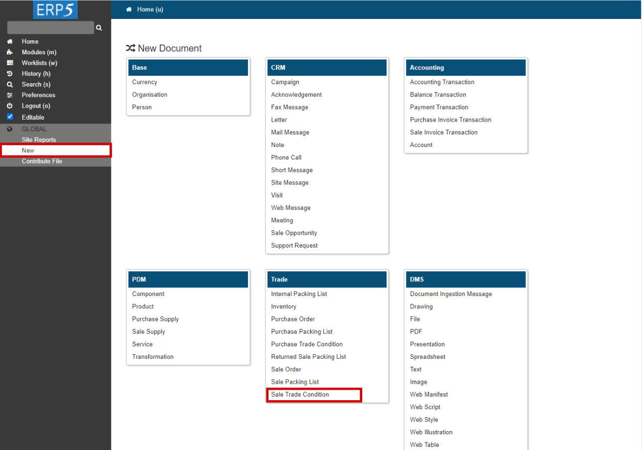 Create a Sale Trade Condition