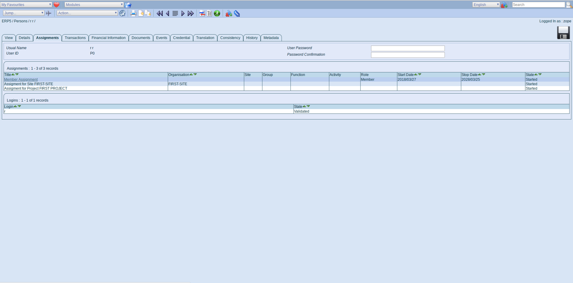 ERP5 Interface - Member Assignment