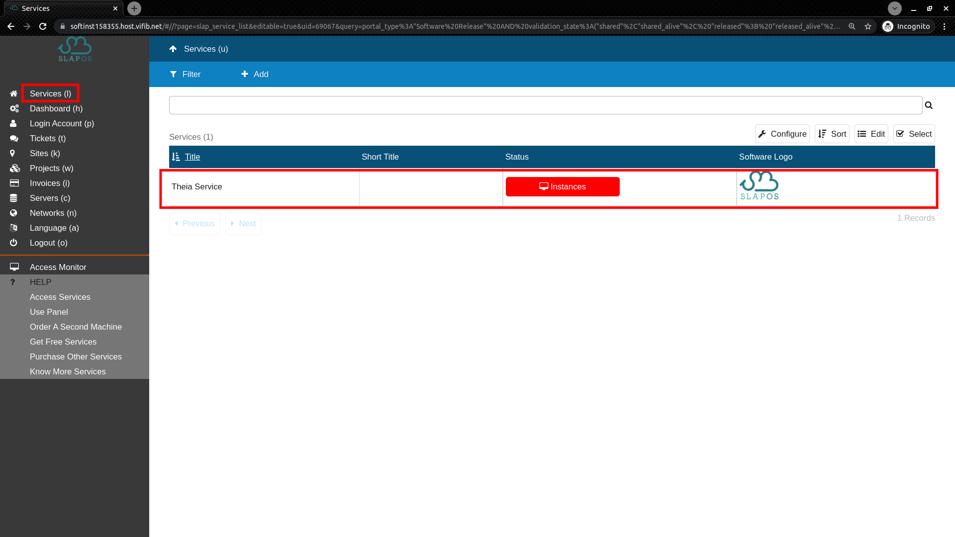 SlapOS Dashboard - Access Computer