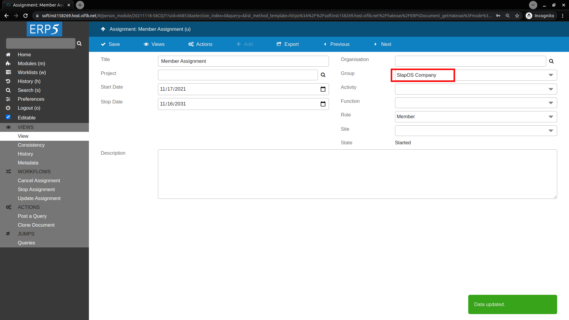 ERP5 Interface - Assign Group