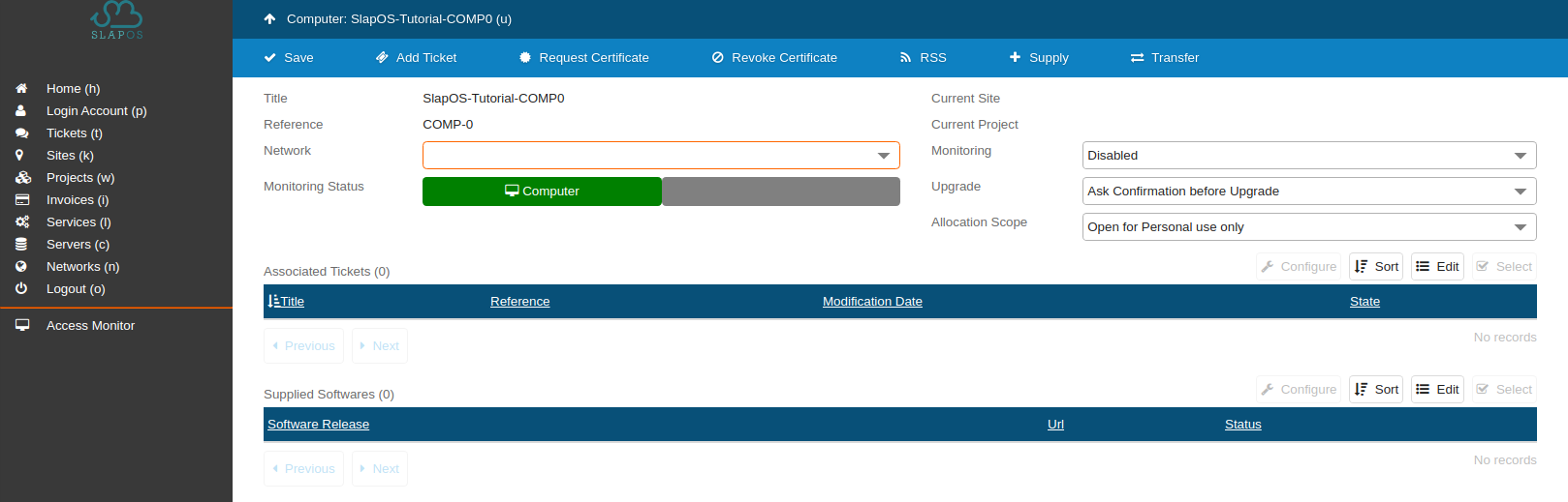 Slapos Dashboard - Supply Service Frontend Apache on COMP-0