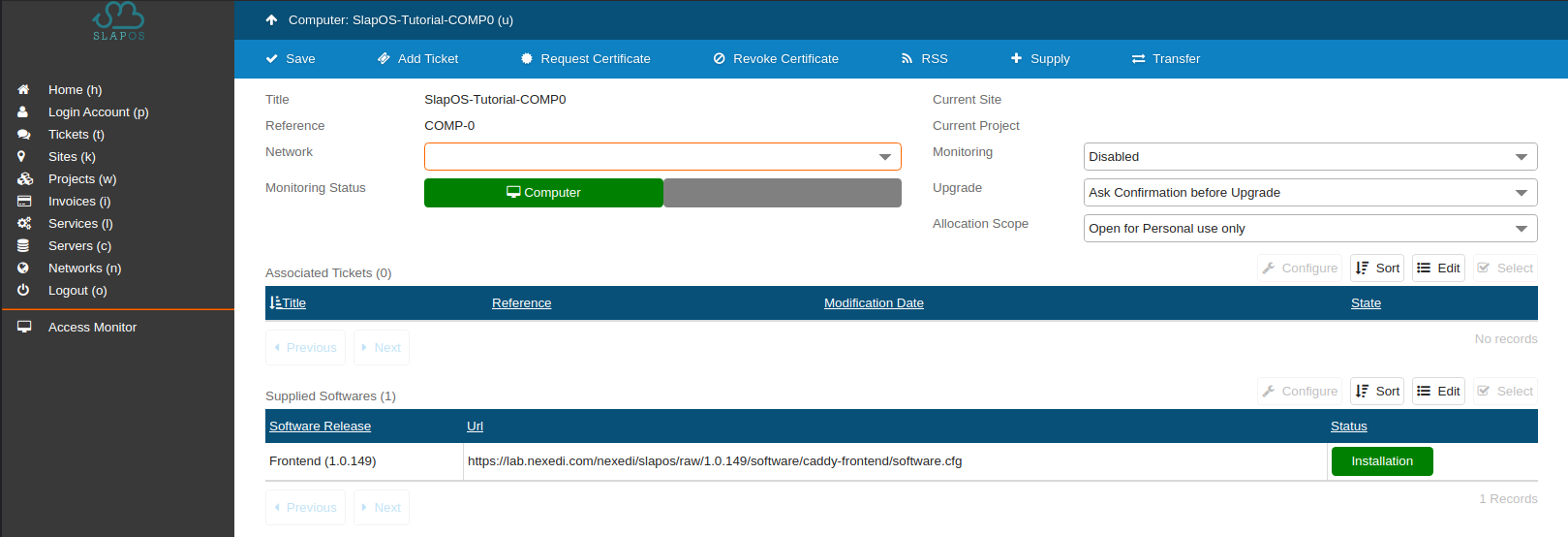 SlapOS Dashboard - Verify Installation Success