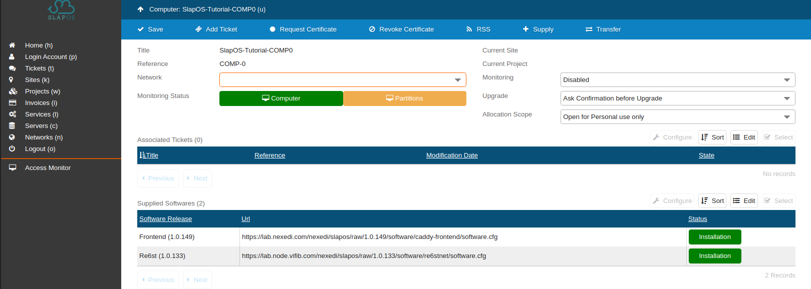 SlapOS Dashboard - Verify Installation Success