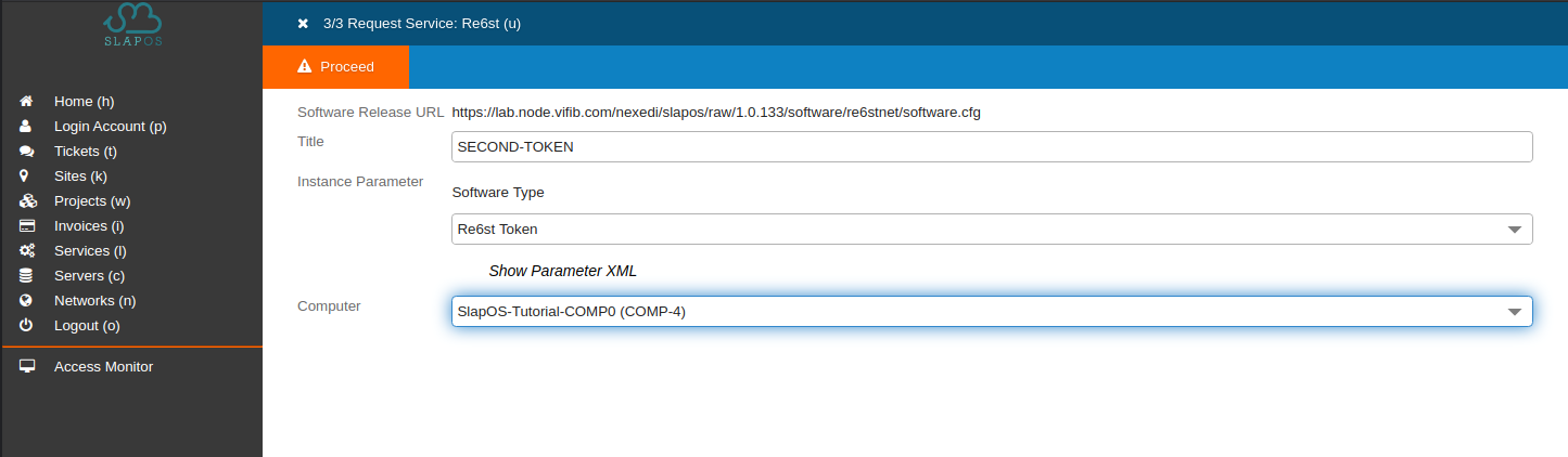 SlapOS Dashboard - Re6st Token Service Configuration Parameters