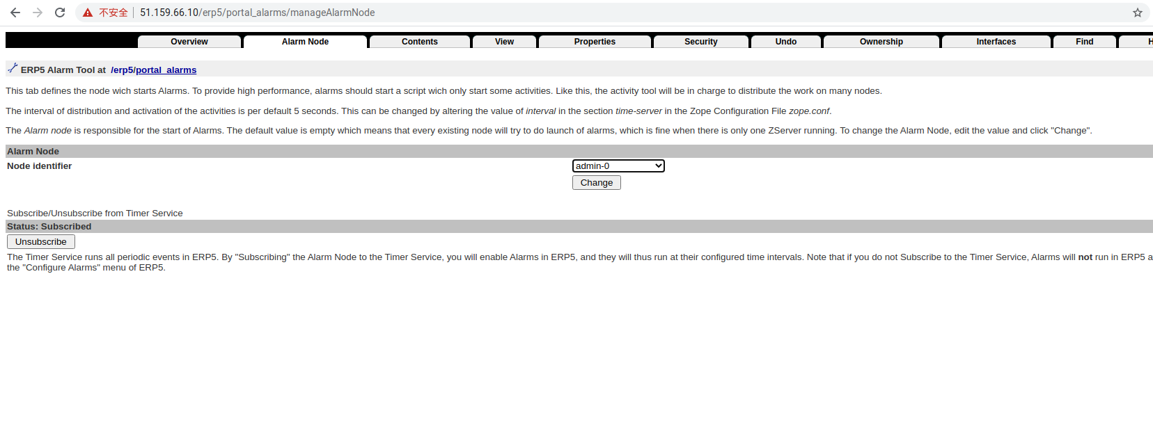 Zope Interface - Configure Portal Alarms