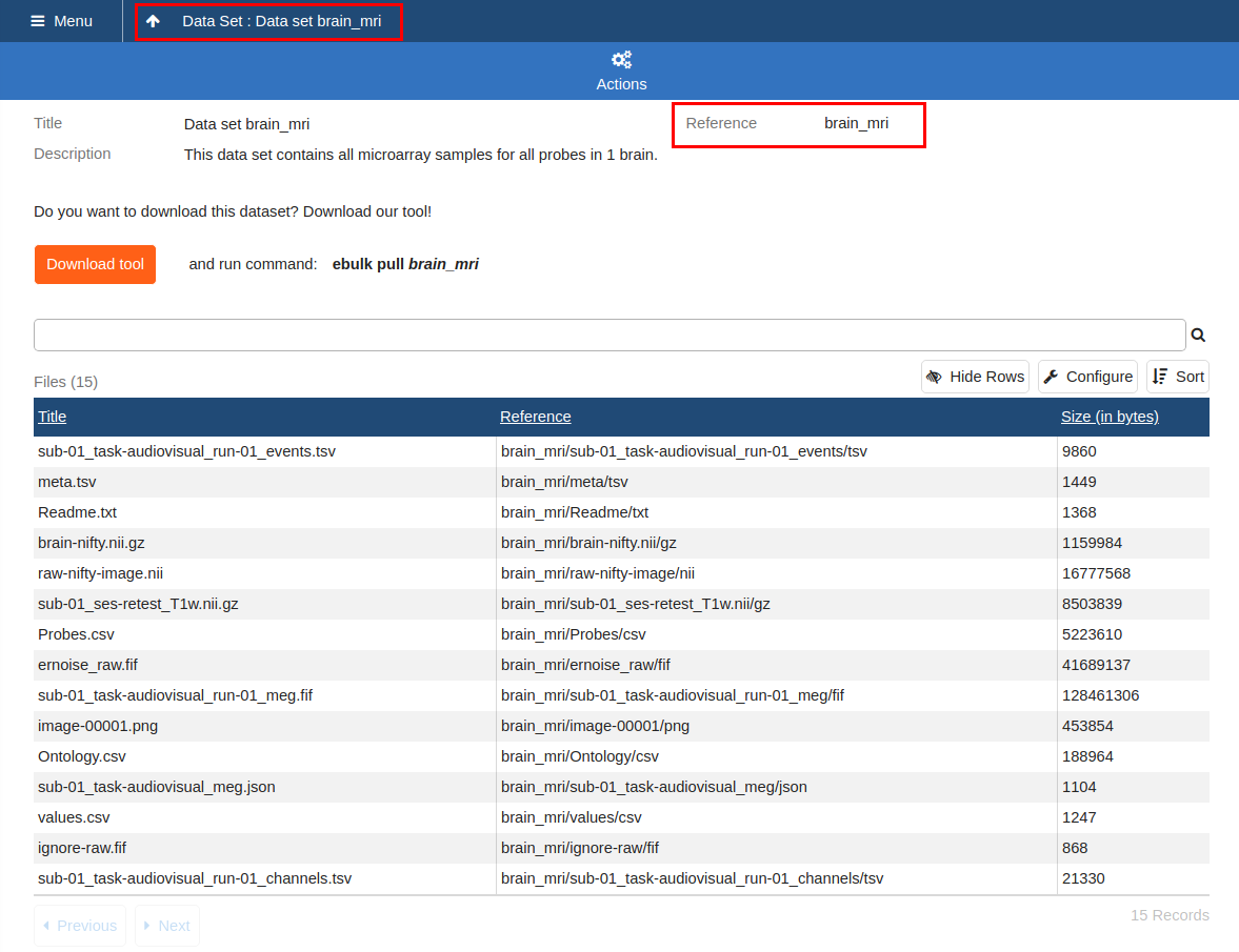 dataset ingested files