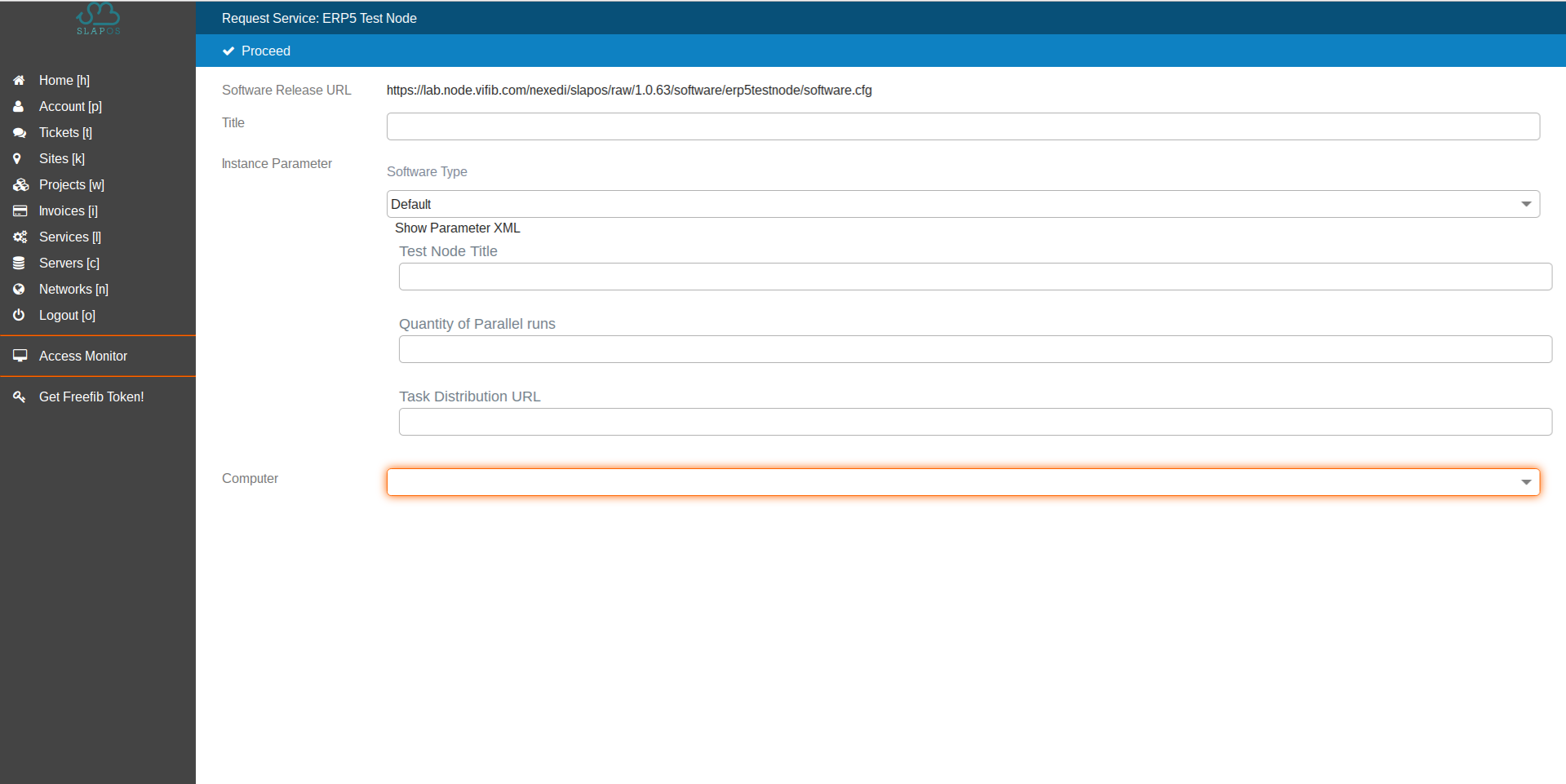 Vifib Interface - Service Configuration